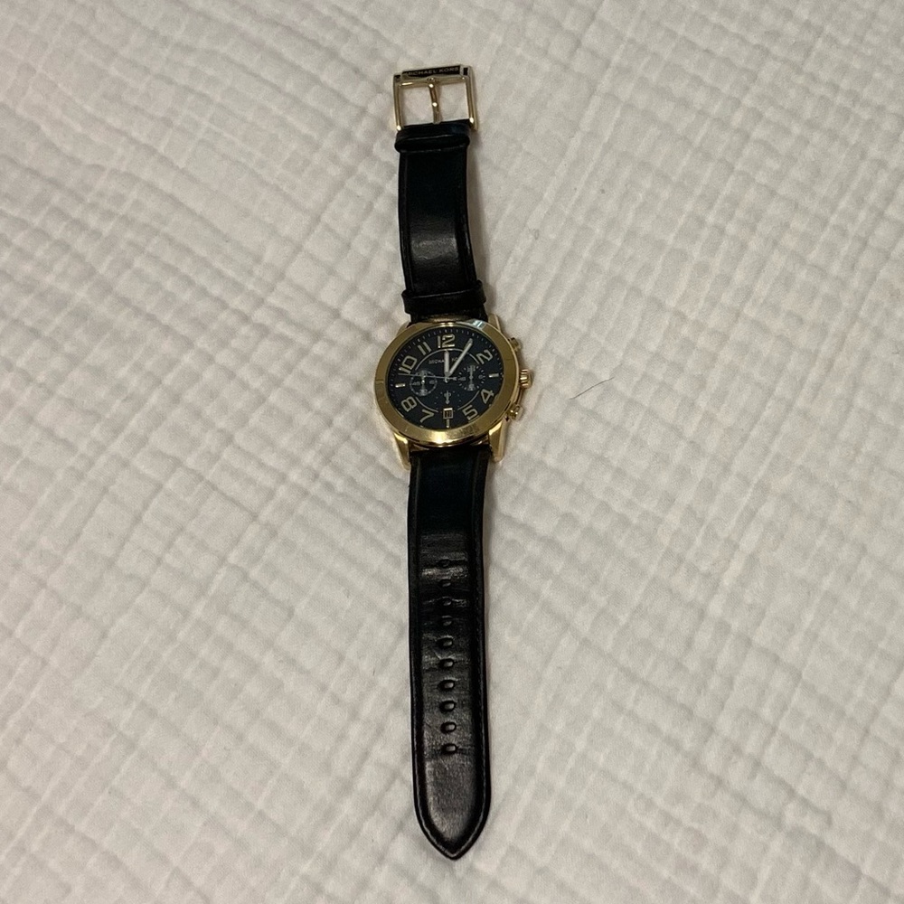 Michael Kors black and gold Runway watch